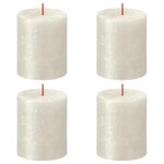 Bolsius Bougies pilier rustiques Shimmer 4 Pièces 80x68 mm Ivoire