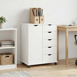 vidaXL Cabinet roulant Blanc 63 5 x 39 x 79 cm Bois de Pin Massif