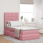 vidaXL Lit avec rangement et matelas Rose 90 x 190 cm Velours