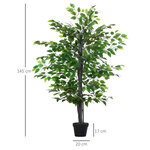 Outsunny arbre artificiel plante artificiel banyan hauteur 1 45 m tronc branches liane lichen feuilles grand réalisme pot inclus