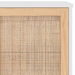 vidaXL Buffet Blanc 105x30x60 cm Bois de pin massif et rotin naturel
