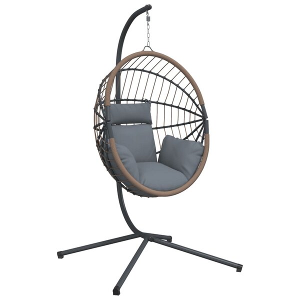 vidaXL Chaise suspendue forme d'œuf et support gris clair rotin acier