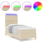 vidaXL Lit à ressorts avec Matelas & LED Crème 90x200 cm Tissu