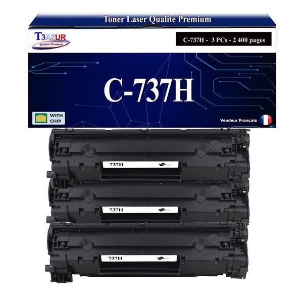 T3AZUR - 3x Toners compatibles avec Canon 737H pour Canon MF-237w  MF-244dw  MF-247dw  MF-249dw Noir - 2 400p