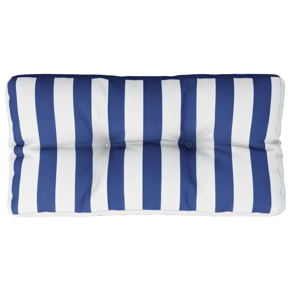 vidaXL Coussin de palette rayures bleues et blanches 80x40x12 cm tissu