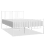 vidaXL Cadre de lit métal sans matelas et pied de lit blanc 140x190 cm