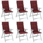 vidaXL Coussins de chaise dossier haut lot de 6 rouge bordeaux mélangé
