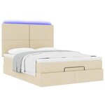 VidaXL Cadre de lit ottoman avec matelas crème 140x200 cm tissu