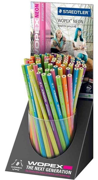 présentoir de 72 Crayon Wopex neon, degré de dureté: HB STAEDTLER