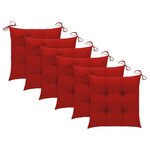 vidaXL Chaises de jardin lot de 6 et coussins rouge bois teck solide