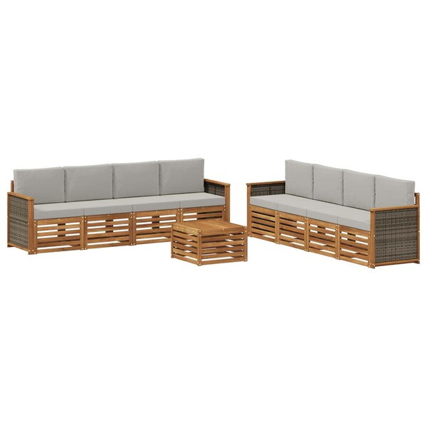 vidaXL Ensemble de canapés d'extérieur 9 pc Naturel et gris clair