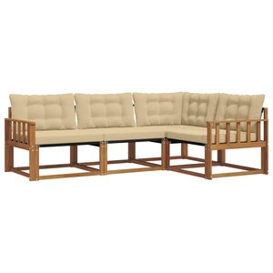 vidaXL Ensemble de canapés d'extérieur 4 pc Naturel et Beige