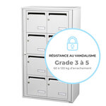 Bloc collectif Leabox 2x4  grade 3  simple face  intérieur  fixation murale  blanc neige ral 9016 finition brillante
