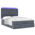 vidaXL Cadre de lit ottoman avec matelas gris foncé 140x190 cm velours