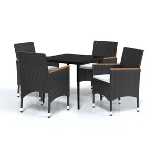 vidaXL Ensemble à manger de jardin avec coussins 5 Pièces Noir