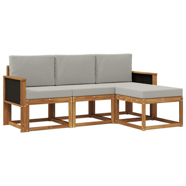 vidaXL Ensemble de canapés d'extérieur 4 pc Naturel et gris clair