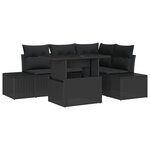 vidaXL Ensemble de canapé de jardin 5 pièces avec des coussins en poly rotin noir