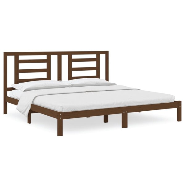 vidaXL Cadre de lit sans matelas marron miel 200x200cm bois pin massif