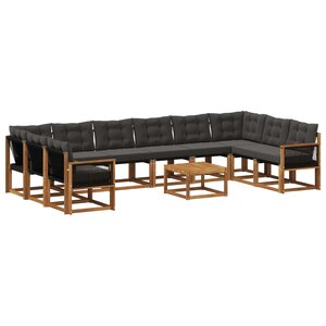 vidaXL Ensemble de canapés d'extérieur 11 pc Naturel et noir