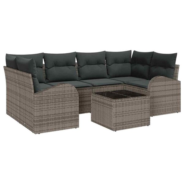 vidaXL Ensemble de canapé de jardin 7 Pièces Gris 55 x 55 x 37 cm