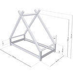Lit Tipi enfant bois massif gris 80 x 160 cm