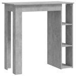 vidaXL Table de bar avec étagère Gris béton Bois d'ingénierie