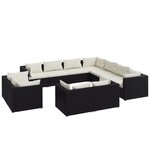 vidaXL Salon de jardin 11 Pièces avec coussins Noir Résine tressée