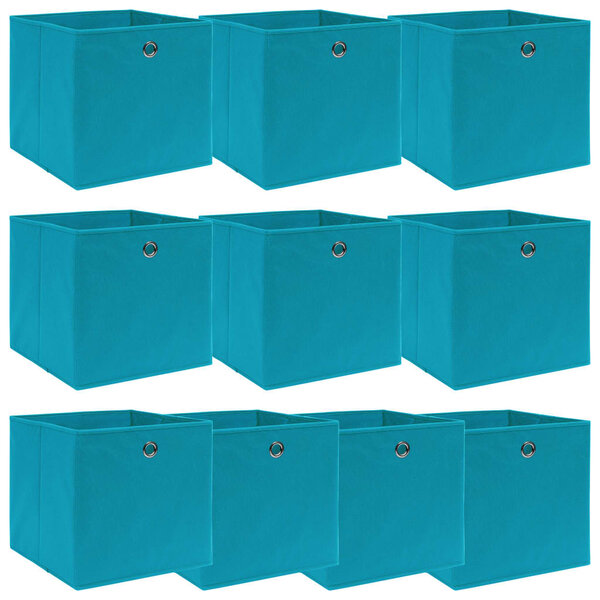 vidaXL Boîtes de rangement 10 Pièces Bleu azuré 32x32x32 cm Tissu