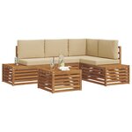vidaXL Ensemble de canapés d'extérieur avec coussin Naturel et Beige
