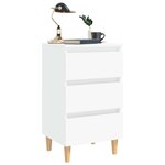 vidaXL Table de chevet avec pieds en bois solide Blanc 40x35x69 cm
