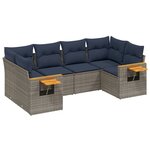 vidaXL Salon de jardin 6 Pièces avec coussins gris résine tressée