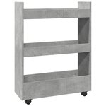 vidaXL Chariot de rangement étroit 3 niveaux gris béton