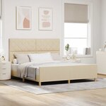vidaXL Cadre de lit avec tête de lit Crème 180 x 200 cm tissu