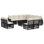 vidaXL Ensemble de canapé de jardin 12 pc Noir et blanc crème
