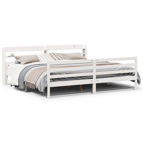 vidaXL Cadre de lit avec tête de lit sans matelas blanc 180x200 cm