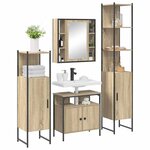 vidaXL Ensemble de mobilier de salle de bain 4 Pièces Chêne Sonoma