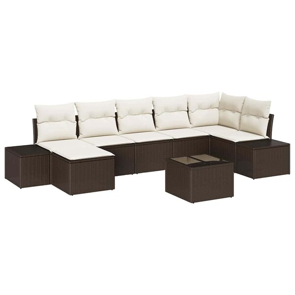 vidaXL Ensemble de canapé de jardin 8 Pièces Marron Poly rotin