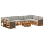 vidaXL Ensemble de canapés d'extérieur 8 pc Naturel et gris clair