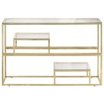 vidaXL Table console doré acier inoxydable et verre trempé
