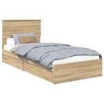 vidaXL Lit de Rangement Chêne Sonoma 100 x 200 cm Bois d'ingénierie