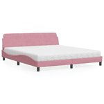 vidaXL Lit avec matelas rose 180x200 cm velours