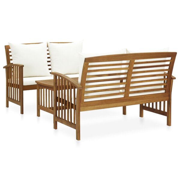 vidaXL Salon de jardin 3 Pièces avec coussins Bois d'acacia massif