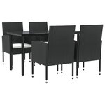 vidaXL Ensemble à manger de jardin 5 Pièces noir résine tressée et acier