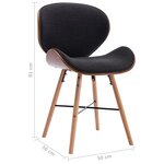 vidaXL Chaises à manger lot de 2 gris foncé tissu et bois courbé