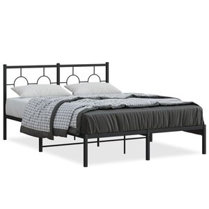 vidaXL Cadre de lit métal sans matelas avec tête de lit noir 140x200cm