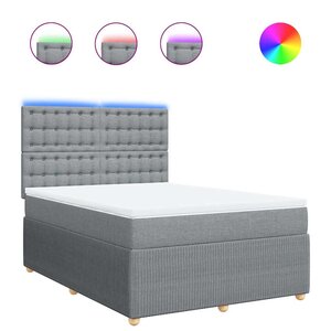 vidaXL Sommier à lattes de lit avec matelas Gris clair 160x200cm Tissu
