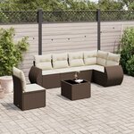 vidaXL Salon de jardin avec coussins 7 Pièces marron résine tressée