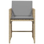 vidaXL Chaises de jardin avec coussins lot de 4 mélange beige