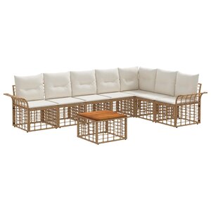 vidaXL Ensemble de canapés d'extérieur 8 Pièces Blanc Naturel et Crème