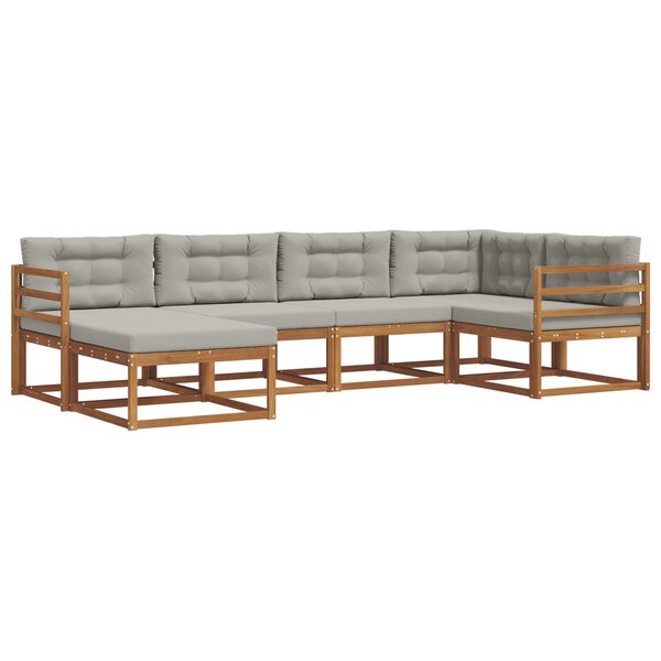 vidaXL Ensemble de canapés d'extérieur 6 Pièces Naturel et gris clair